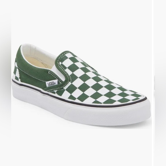 Vans Shoes - Vans Slip-On Green Checkered Sneakers